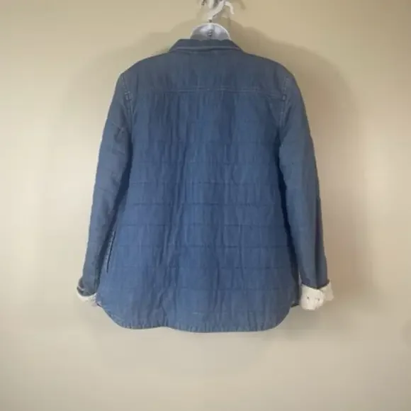 LL Bean Jean Quilted Chore Sherpa Jacket Size Medium Pockets Casual NWT - Picture 3 of 12